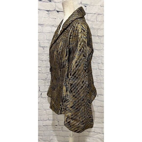The DragonFly Shop Metallic Gold And Black One Button Blazer Jacket Size XL - Picture 3 of 7